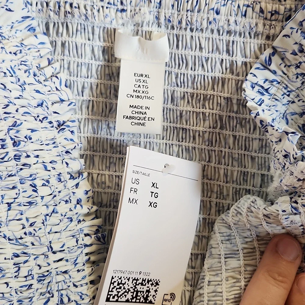 H&M White Blue Floral Strappy Dress XL NWT - Picture 6 of 8